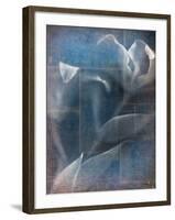 Abstract White Flower on Blue Background-Robert Cattan-Framed Photographic Print