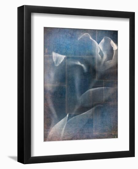 Abstract White Flower on Blue Background-Robert Cattan-Framed Premium Photographic Print