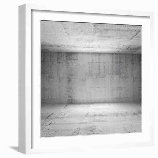 Abstract White Interior of Empty Room with Concrete Walls-Eugene Sergeev-Framed Art Print