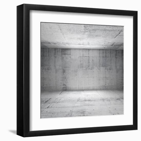 Abstract White Interior of Empty Room with Concrete Walls-Eugene Sergeev-Framed Art Print