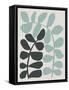 Abstract Wild Botanicals in Black and Seafoam Blue-null-Framed Stretched Canvas