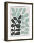 Abstract Wild Botanicals in Black and Seafoam Blue-null-Framed Art Print