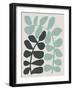 Abstract Wild Botanicals in Black and Seafoam Blue-null-Framed Art Print