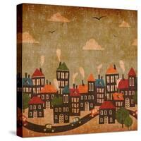 Abstract Winter City Vintage Colorful-Cienpies Design-Stretched Canvas