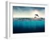 Abstract with Dolphins in Ocean-Elena Schweitzer-Framed Photographic Print