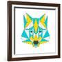 Abstract Wolf Isolated on White Background. Polygonal Triangle Geometric Illustration-vanillamilk-Framed Art Print