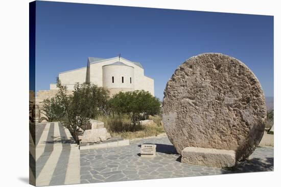 Abu Badd, a Rolling Stone Used to Fortify a Door, Moses Memorial Church in the Background-Richard Maschmeyer-Stretched Canvas