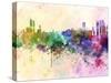 Abu Dhabi Skyline in Watercolor Background-paulrommer-Stretched Canvas