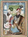 Karim Khan Zand with the Ottoman Ambassador Vehbi Effendi-Abu'l Hasan Ghafari al-Mustawfi-Framed Stretched Canvas