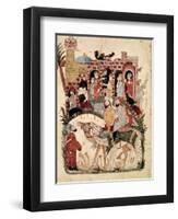 Abu Zayd and Al-Harith Questioning Villagers from "The Maqamat" by Al-Hariri-null-Framed Giclee Print