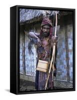 Abui Tribal Headhunter in Warrior Dress, Alor Island, Eastern Area, Indonesia, Southeast Asia-Alison Wright-Framed Stretched Canvas