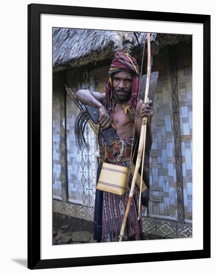 Abui Tribal Headhunter in Warrior Dress, Alor Island, Eastern Area, Indonesia, Southeast Asia-Alison Wright-Framed Photographic Print