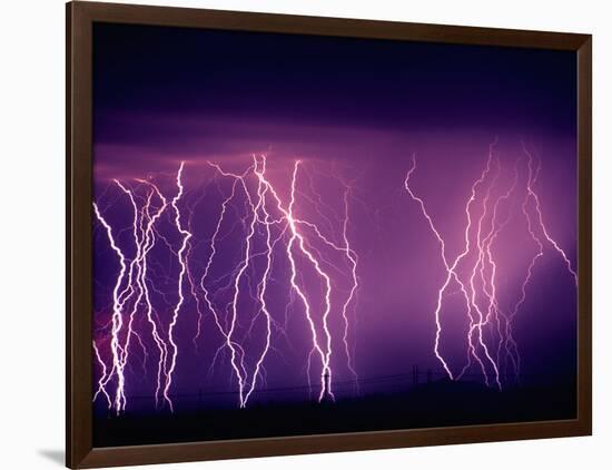 Abundance of Lightning Strikes near Tucson-null-Framed Photographic Print