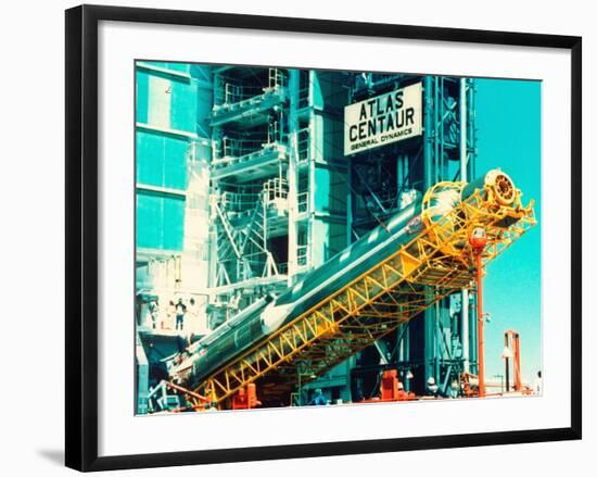 Ac-69 Atlas Centaur Rocket Being Raised into Pad before Being Launched to Release Crres into Orbit-null-Framed Photographic Print