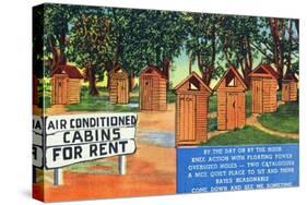 AC Cabins for Rent, View of Outhouses-Lantern Press-Stretched Canvas