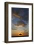 Acacia tree and clouds at sunset, Masai Mara National Park, Kenya-Godong-Framed Photographic Print