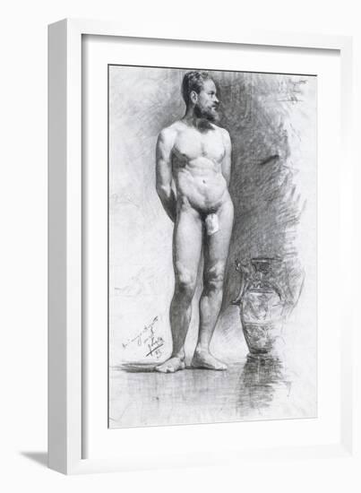 Academic Male Nude with a Grecian Urn, 1883-Joaquín Sorolla y Bastida-Framed Giclee Print