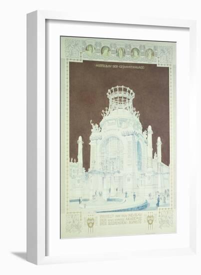 Academy of Fine Arts, Vienna, Design for the Hall of Honour (Coloured Pencil)-Otto Wagner-Framed Giclee Print