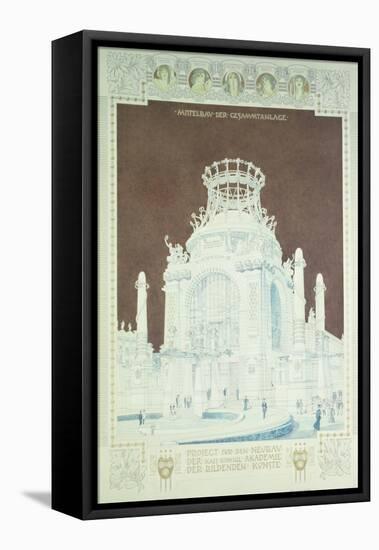 Academy of Fine Arts, Vienna, Design for the Hall of Honour (Coloured Pencil)-Otto Wagner-Framed Stretched Canvas