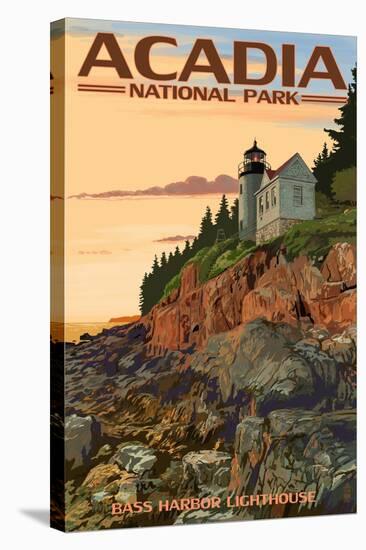 Acadia National Park, Maine - Bass Harbor Lighthouse-Lantern Press-Stretched Canvas