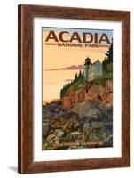 Acadia National Park, Maine - Bass Harbor Lighthouse-Lantern Press-Framed Art Print