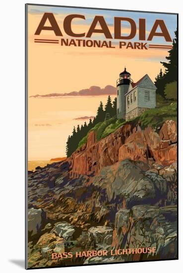 Acadia National Park, Maine - Bass Harbor Lighthouse-Lantern Press-Mounted Art Print