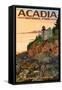 Acadia National Park, Maine - Bass Harbor Lighthouse-Lantern Press-Framed Stretched Canvas