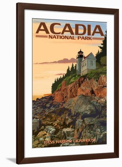 Acadia National Park, Maine - Bass Harbor Lighthouse-Lantern Press-Framed Art Print