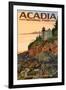 Acadia National Park, Maine - Bass Harbor Lighthouse-Lantern Press-Framed Art Print