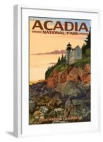 Acadia National Park, Maine - Bass Harbor Lighthouse-Lantern Press-Framed Art Print