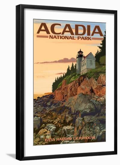 Acadia National Park, Maine - Bass Harbor Lighthouse-Lantern Press-Framed Art Print