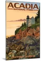 Acadia National Park, Maine - Bass Harbor Lighthouse-Lantern Press-Mounted Art Print