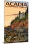 Acadia National Park, Maine - Bass Harbor Lighthouse-Lantern Press-Mounted Art Print