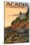 Acadia National Park, Maine - Bass Harbor Lighthouse-Lantern Press-Stretched Canvas
