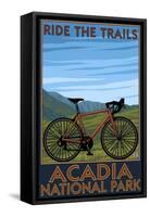 Acadia National Park, Maine - Bicycle Scene-Lantern Press-Framed Stretched Canvas