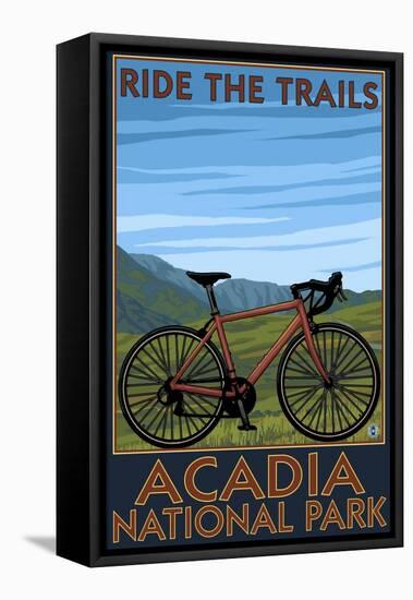 Acadia National Park, Maine - Bicycle Scene-Lantern Press-Framed Stretched Canvas