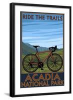 Acadia National Park, Maine - Bicycle Scene-Lantern Press-Framed Art Print