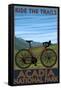 Acadia National Park, Maine - Bicycle Scene-Lantern Press-Framed Stretched Canvas