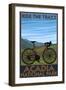 Acadia National Park, Maine - Bicycle Scene-Lantern Press-Framed Art Print