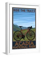 Acadia National Park, Maine - Bicycle Scene-Lantern Press-Framed Art Print