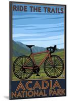 Acadia National Park, Maine - Bicycle Scene-Lantern Press-Mounted Art Print