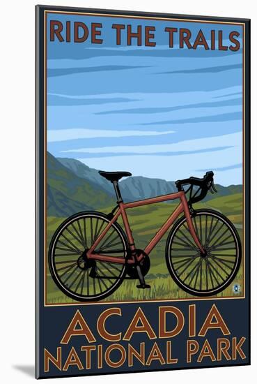 Acadia National Park, Maine - Bicycle Scene-Lantern Press-Mounted Art Print