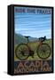 Acadia National Park, Maine - Bicycle Scene-Lantern Press-Framed Stretched Canvas