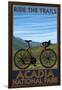 Acadia National Park, Maine - Bicycle Scene-Lantern Press-Framed Art Print