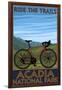 Acadia National Park, Maine - Bicycle Scene-Lantern Press-Framed Art Print