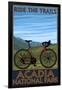 Acadia National Park, Maine - Bicycle Scene-Lantern Press-Framed Art Print