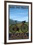 Acadia National Park, Maine - Bicycle Scene-Lantern Press-Framed Art Print