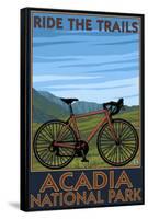 Acadia National Park, Maine - Bicycle Scene-Lantern Press-Framed Stretched Canvas