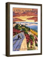 Acadia National Park, Maine - Cadillac Mountain-Lantern Press-Framed Art Print