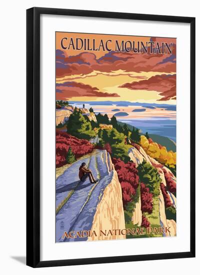 Acadia National Park, Maine - Cadillac Mountain-Lantern Press-Framed Art Print